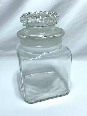 Vintage 1970's 8hx5w Heavy Square Glass Kitchen Canister Old Candy Jar • $9.99