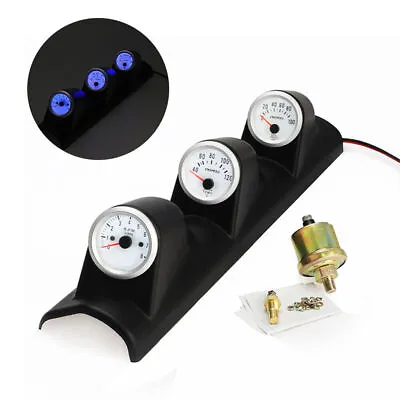 US 52mm Car Triple Gauge 3in1 Tachometer RPM Water Temp Oil Pressure Colors 12V • $81.99