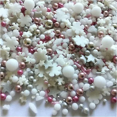 £2.50 • Buy Magical Christmas Cupcake Sprinkles Mix Cake Toppers Cakesicle Decorations Pink