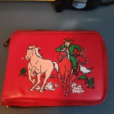 Vintage Horse Wallet Western Plastic Cowboy Roping  Red  • $19.99