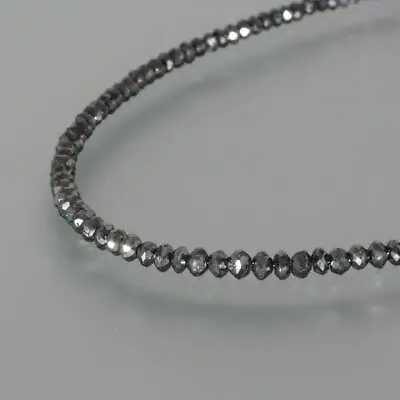 $149 • Buy 4mm Natural Certified Faceted Black Diamond Beads Necklace Length 15 Inch