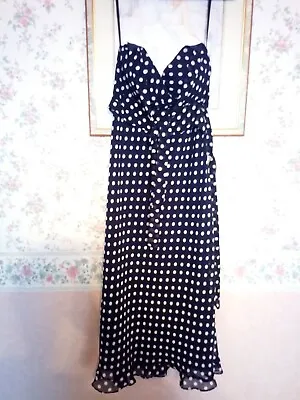 £3.99 • Buy Womens Navy Blue Polka Dot Halter Neck Dress Vintage Style Size 8-10 (Uk)