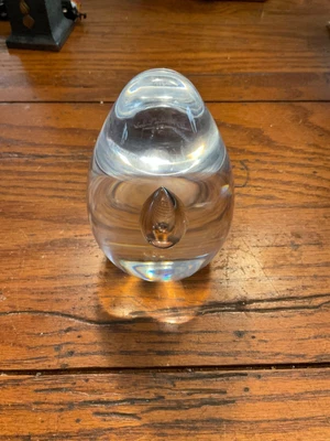$19.99 • Buy Val St. Lambert Egg Shaped Controlled Bubble Clear Paperweight 3.5” Tall