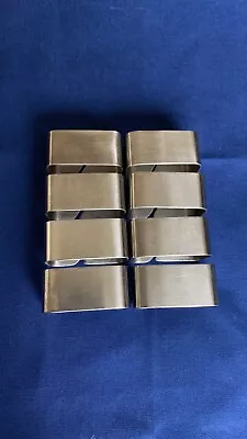 Vintage Set Of 8 Modern Stainless Steel Rectangular Napkin Rings • $24.99