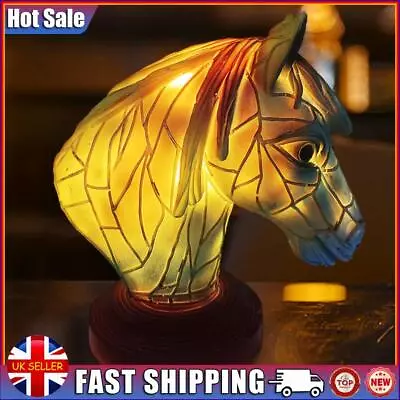Retro Animal Table Light Resin Stained Glass Bedside Light Home Ornament (Horse) • £11.99