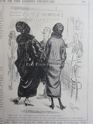 Golf  2 LADIES DO YOU HAVE BALL THAT GOES STRAIGHT? Feb 25th 1914 Punch Cartoon • £10