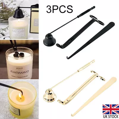 3pcs Candle Cut Tool Set Stainless Steel Scissor Wick Trimmer Extinguish Snuffer • £9.49