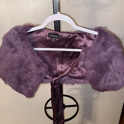 Bebe Shawl With Tie Rabbit Fur Purple One Size Excellent Condition • $39.99