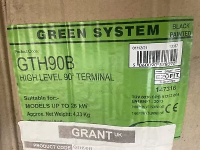 Grant Oil Boiler Green Flue System High Level 90° Terminal End Black GTH90B • £49