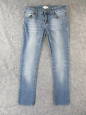 I Love H81 Jeans Youth 26 Blue Denim Skinny Low Rise Outdoors Retro Womens 28x27 • $9.56