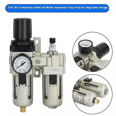 3/8  Air Compressor Filter Oil Water Separator Trap Tools W/ Regulator Gauge SP • $50.89