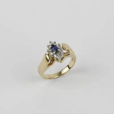 $285.28 • Buy Vintage 14k Yellow Gold, Sapphire, Diamond Girl's Childrens Ring Size 1.5