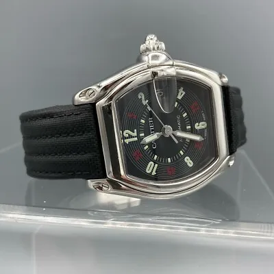 $3400 • Buy Cartier Roadster Men's Black Stainless Steel Bracelet Watch - W62002V3