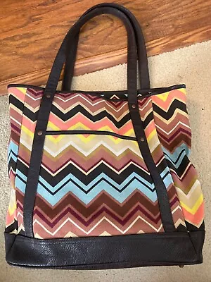 Missoni For Target Large Brown Zigzag Canvas Tote Bag • $19.99