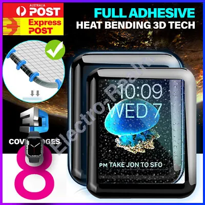 $4.95 • Buy For Apple Watch 8 7 6 41/45/40/44 Mm Screen Protector Tempered Glass Full Cover