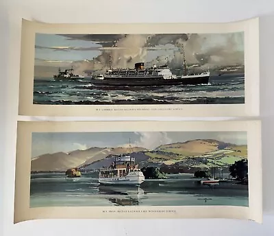 Railwayana: Original Carriage Print British Railway Ferries Holyhead Lakes C1950 • £40