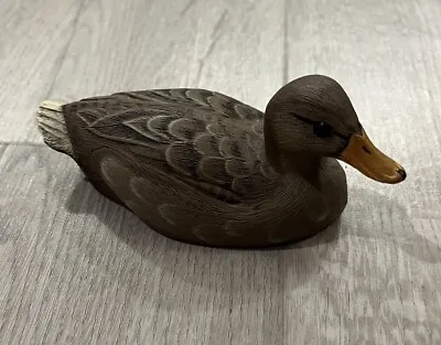 Vintage Mallard Hen Miniature Wood Duck Decoy By R. Morrow  • $22