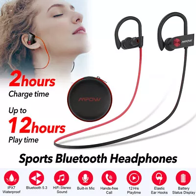 Mpow Flame Wireless Bluetooth Headphones Sweatproof Sport Stereo Headset Earbuds • £17.99