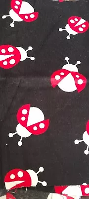 Black Ladybugs Needlecord Fabric • £3