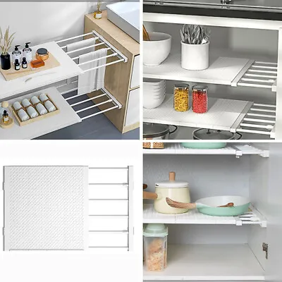 Extendable Closet Organiser Wardrobe Storage Divider Rack For Cupboard Shelves • £9.45
