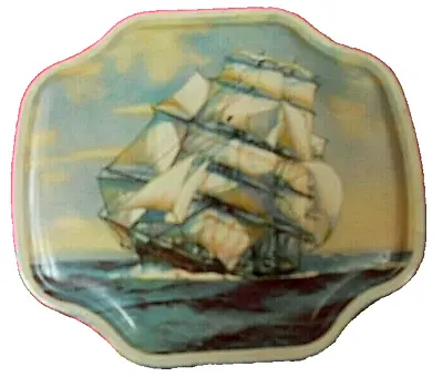 Vintage Horner EMBOSSED TIN Fruit Drops CLIPPER SHIP In FULL SAIL England • $12.99