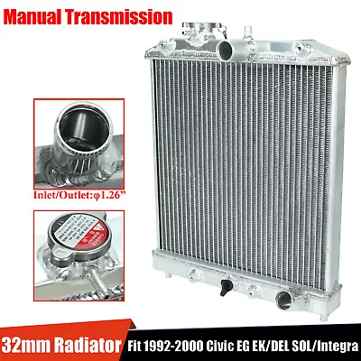 Radiator 26mm Aluminum For 1992-00 Honda Civic Del Sol Integtra DC EG D15 D16 MT • $53.99