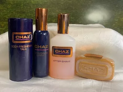 $79.50 • Buy Chaz 2 Fl Oz Aftershave (65%) / 1 Oz Cologne Sp/ 1.5 Oz Talc/ 2 Oz Soap Bar