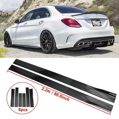 Gloss Black 86.6'' Side Skirt Extension For Mercedes Benz W205 W204 W212 C300 • $79.19