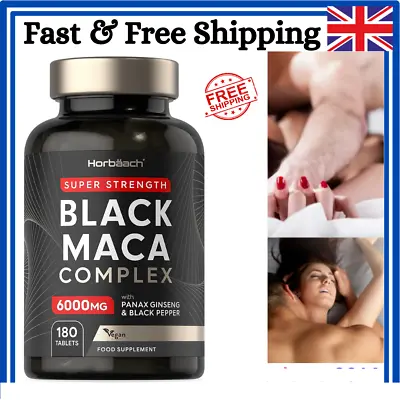 Black Maca - High Strength Maca 6000mg Mg - 180 Vegan Capsules 3 Month Supply • £13.30