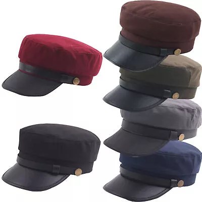 Men Women Greek Fisherman Fiddler Sailor Breton Cap Driver Hat Baker Visor Cap- • $15.39