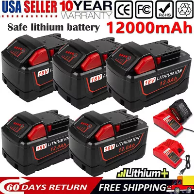 Charger Battery For Milwaukee For M18 18V 12.0Ah Extended Capacity 48-11-1812  • $94.99