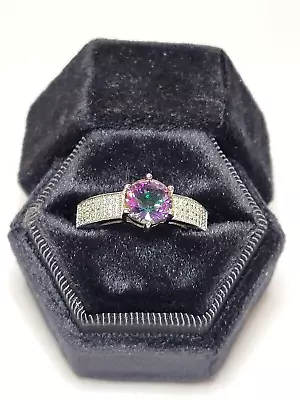 Sterling Silver Mystic Topaz With Pave CZ Accents Size 9 • $33