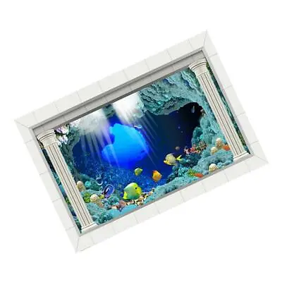 $15.43 • Buy 3D Printing Sticker Aquarium Background Poster Fish Tank Backdrop - PVC Adhesive