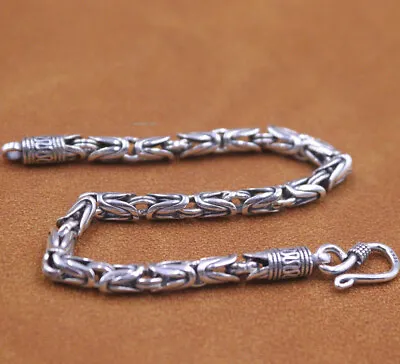 Real 925 Sterling Silver For Women Men 4mm Byzantine Link Bracelet 7.48inchL • $44.90