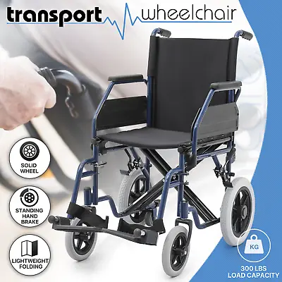 [FDA APPROVED]Folding Transport Wheelchair Removable Armrest Swing Away Footrest • $176.99