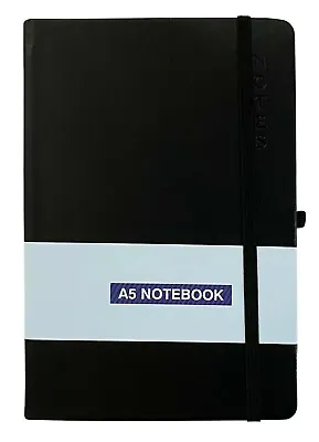 A5 Notebook New Lined Hardback Journal Notepad Note Book Notes Diary Pad (BLACK) • £4.99