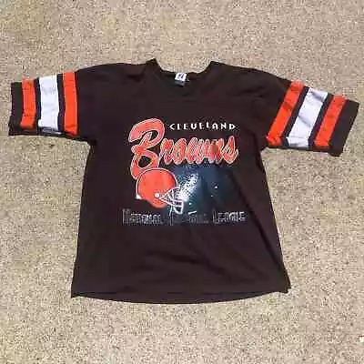 Vintage Cleveland Browns Logo 7 Graphic Half Sleeve Multicolored V Neck Shirt XL • $23.97