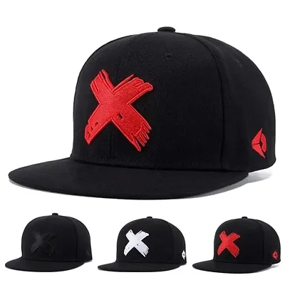 X Baseball Cap Snapback Flat Peak Hip Hop Rap Classic Hat Men Women Dance Gift • £9.95