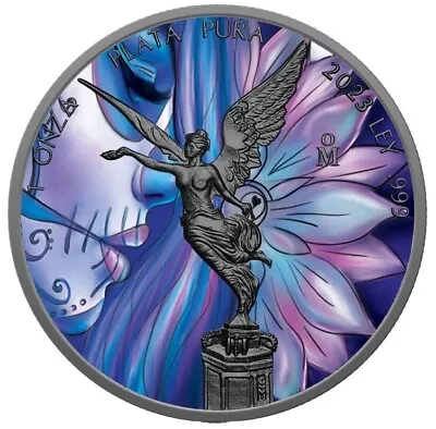 2023 1 Oz Silver Mexican LOTUS GIRL LIBERTAD Ruthenium Colored Coin. • $129.95