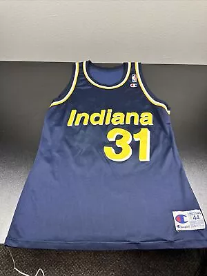 VTG 90s NBA Reggie Miller Indiana Pacers Champion Jersey Size 44 Made In USA • $36.09