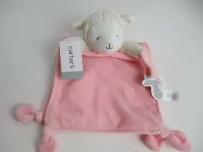 NWT Carters Pink Lamb Sheep Rattle Baby Plush Security Blanket Pacifier Holder • $39.99