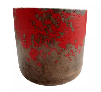 Terracotta Clay Pottery Planter Mexican Rustic Flower Pot Red Brown Abstract • $48