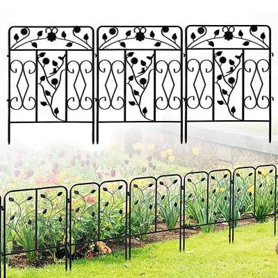 5 Panels Garden Fence Rustproof Metal Playpen Border Outdoor Landscape Barrier • £59.92