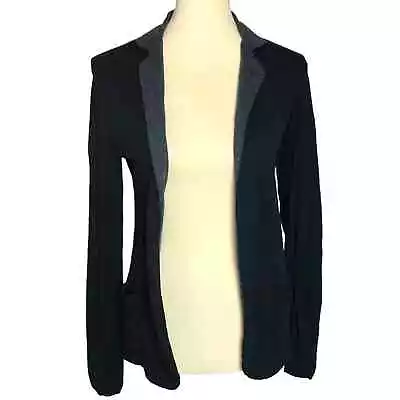 Majestic Paris Cashmere Cotton Black Grey Open Front Lightweight Cardigan Size 1 • $31.47