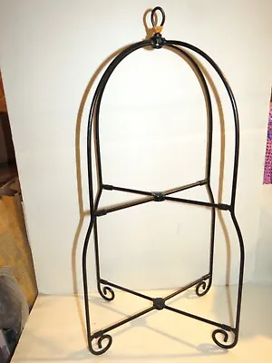 Plate Stand Pie Stand Black Wrought Iron 2 Tier Swivels Open New • $22.49