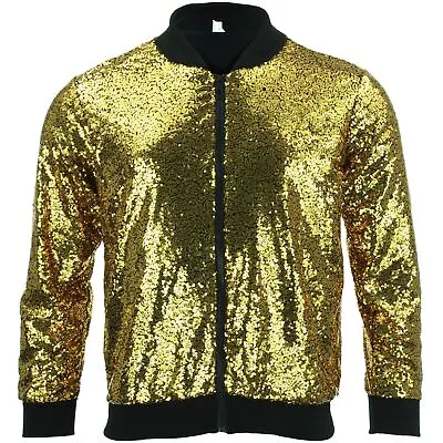 Bomber Jacket Shiny Sequin Glitter Sparkling Lame FIREFLY GOLD SILVER RAINBOW • £29.90