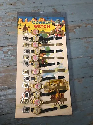 Nos Vintage Childrens Toy Cowboy Watches Store Display On Original Card Unused • $79