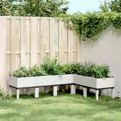 Garden Planter With Legs Outdoor Flower Pot Box White PP VidaXL • £114.99