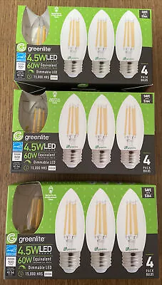 3 NIB SET Greenlite LED Edison Dimmable Light Bulb CA10 Chandelier 4.5W = 60W • $15.50