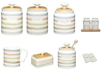 £16.99 • Buy KitchenCraft Classic Collection Striped Ceramic Tea,Coffee,Sugar Storage Jar 